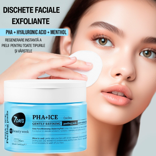 Dischete Faciale Exfoliante 7DAYS MBW PHA+ICE Efect Racire 50 buc 150ml