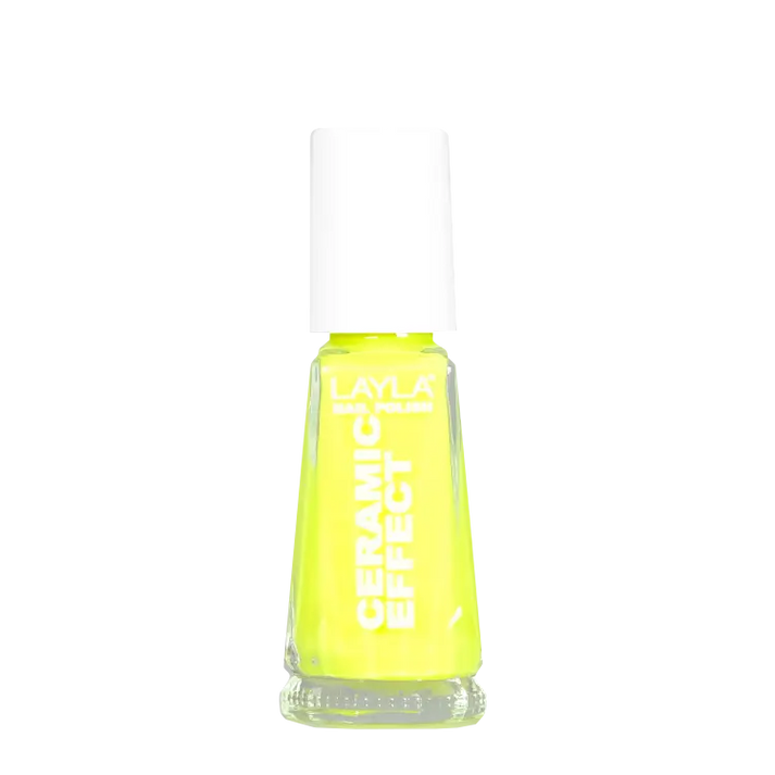 Layla Cosmetics Nail Polish Ceramic Effect N.106 Yellow Fluo - Lac de Unghii Clasic