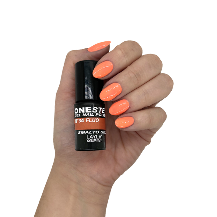 Layla Cosmetics One Step Gel Nail Polish N.34 Orange Fluo - Oja Semipermanenta