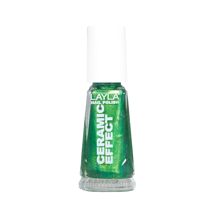 Layla Cosmetics Nail Polish Ceramic Effect N.61 Golden Green - Lac de Unghii Clasic