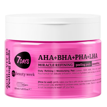 Dischete Faciale Exfoliante 7DAYS MBW AHA+BHA+PHA+LHA Multi-Acizi 50 buc 150ml