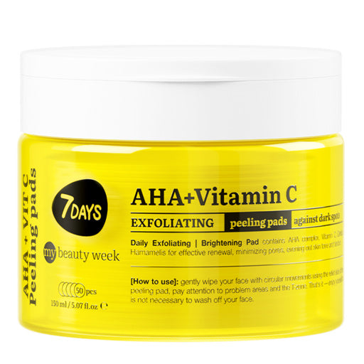 Dischete Faciale Exfoliante 7DAYS MBW AHA+Vitamina C Iluminare 50 buc 150ml