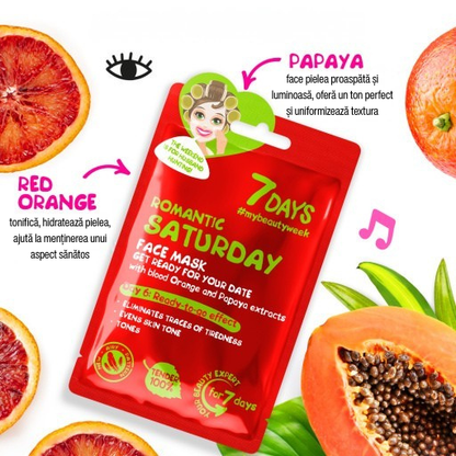 Masca de Fata 7DAYS Romantic Saturday Portocala Rosie & Papaya 28g