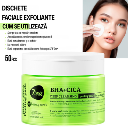 Dischete Faciale Exfoliante 7DAYS MBW BHA+CICA Curatare Profunda 50 buc 150ml