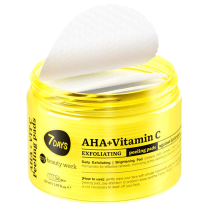 Dischete Faciale Exfoliante 7DAYS MBW AHA+Vitamina C Iluminare 50 buc 150ml