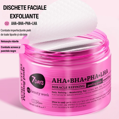 Dischete Faciale Exfoliante 7DAYS MBW AHA+BHA+PHA+LHA Multi-Acizi 50 buc 150ml