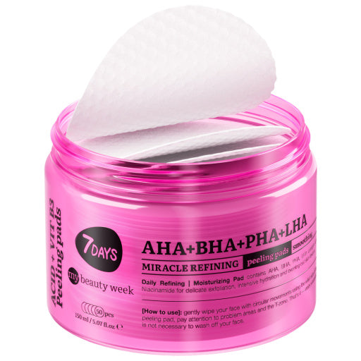 Dischete Faciale Exfoliante 7DAYS MBW AHA+BHA+PHA+LHA Multi-Acizi 50 buc 150ml
