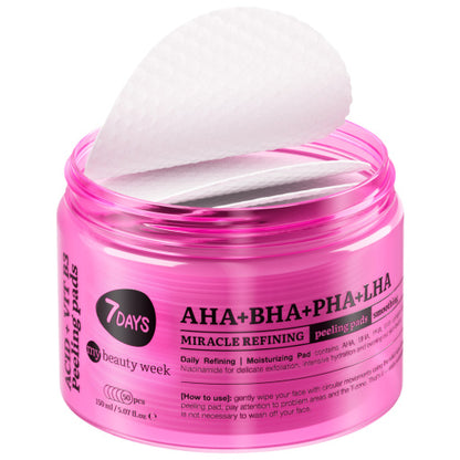 Dischete Faciale Exfoliante 7DAYS MBW AHA+BHA+PHA+LHA Multi-Acizi 50 buc 150ml