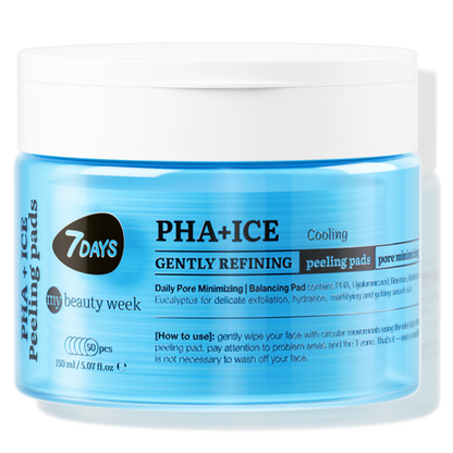 Dischete Faciale Exfoliante 7DAYS MBW PHA+ICE Efect Racire 50 buc 150ml