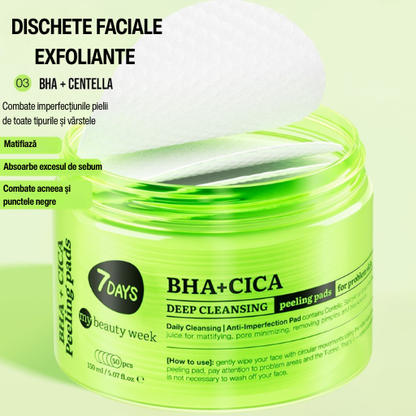 Dischete Faciale Exfoliante 7DAYS MBW BHA+CICA Curatare Profunda 50 buc 150ml
