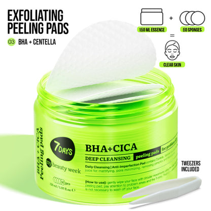 Dischete Faciale Exfoliante 7DAYS MBW BHA+CICA Curatare Profunda 50 buc 150ml