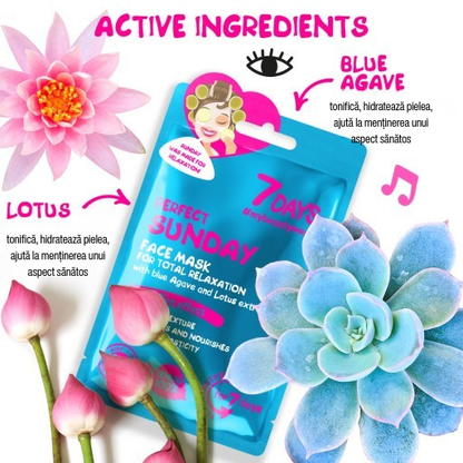 Masca de Fata 7DAYS Perfect Sunday Agave Albastra & Lotus 28g