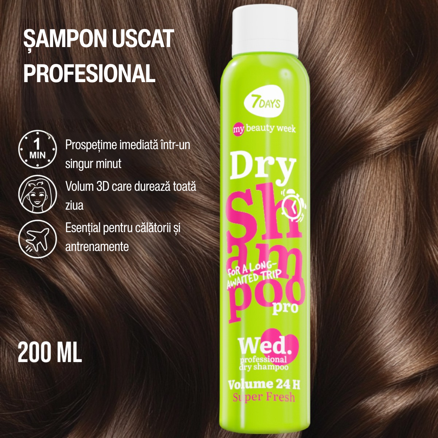 Sampon Uscat 7DAYS My Beauty Week 24 Hour Volume Super Fresh 200ml