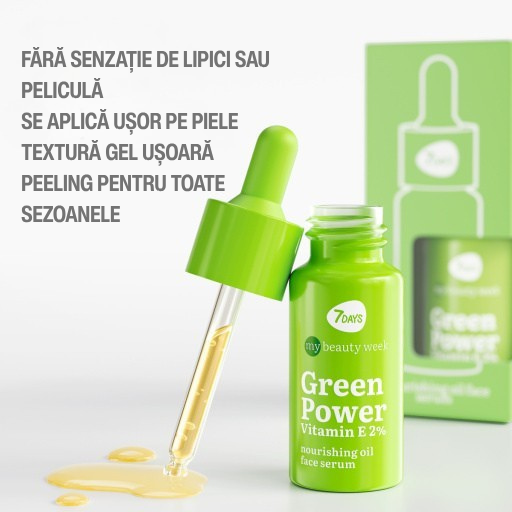 Ser Facial 7DAYS My Beauty Week Green Power Vitamina E 2% Nutritiv 20ml