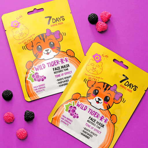 Masca de Fata 7DAYS Animal Mask Wild Tiger Fructe Taiga & Verbina 28g