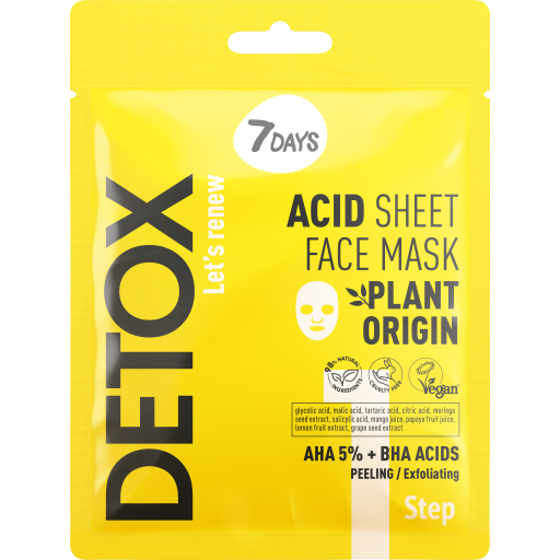Masca Tip Servetel 7DAYS Detox Acizi AHA 5% + BHA 25g