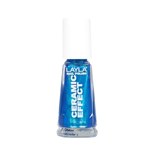 Layla Cosmetics Nail Polish Ceramic Effect N.62 Golden Blue - Lac de Unghii Clasic