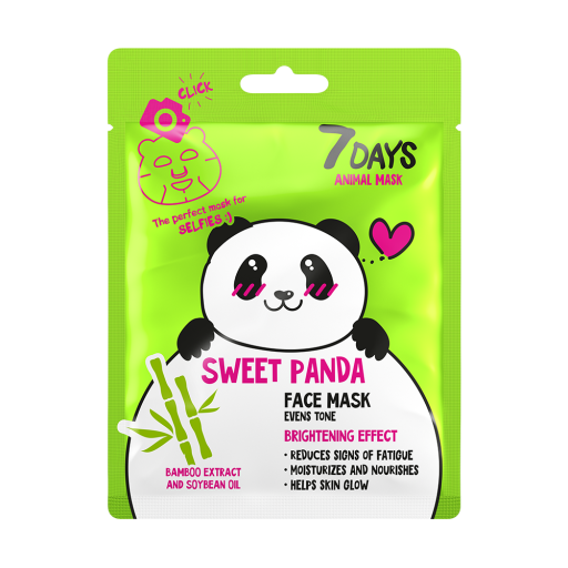 Masca de Fata 7DAYS Animal Mask Sweet Panda Bambus & Ulei de Soia 28g