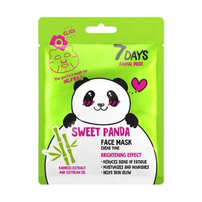 Masca de Fata 7DAYS Animal Mask Sweet Panda Bambus & Ulei de Soia 28g